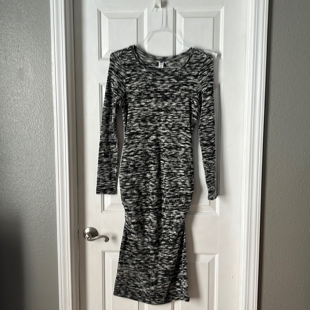 Maternity long sleeve, long knit dress